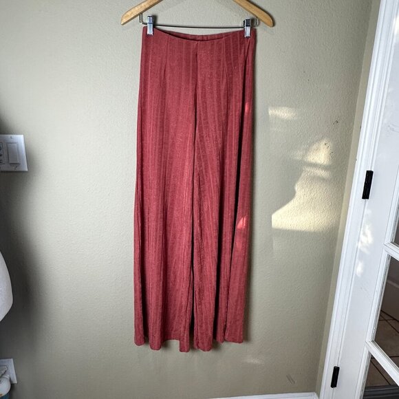 FREE PEOPLE Ribbed Slinky Pull On Wide Leg Pants Trousers Size Small - Picture 3 of 12